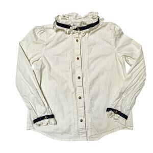 Janie And Jack Ruffle Ribbon Poplin Top Size 7